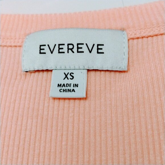 Evereve Top Stevie Twist Sleeve Ribbed Pastel Pink Peach Stretchy Scoop Neck XS - Picture 9 of 14